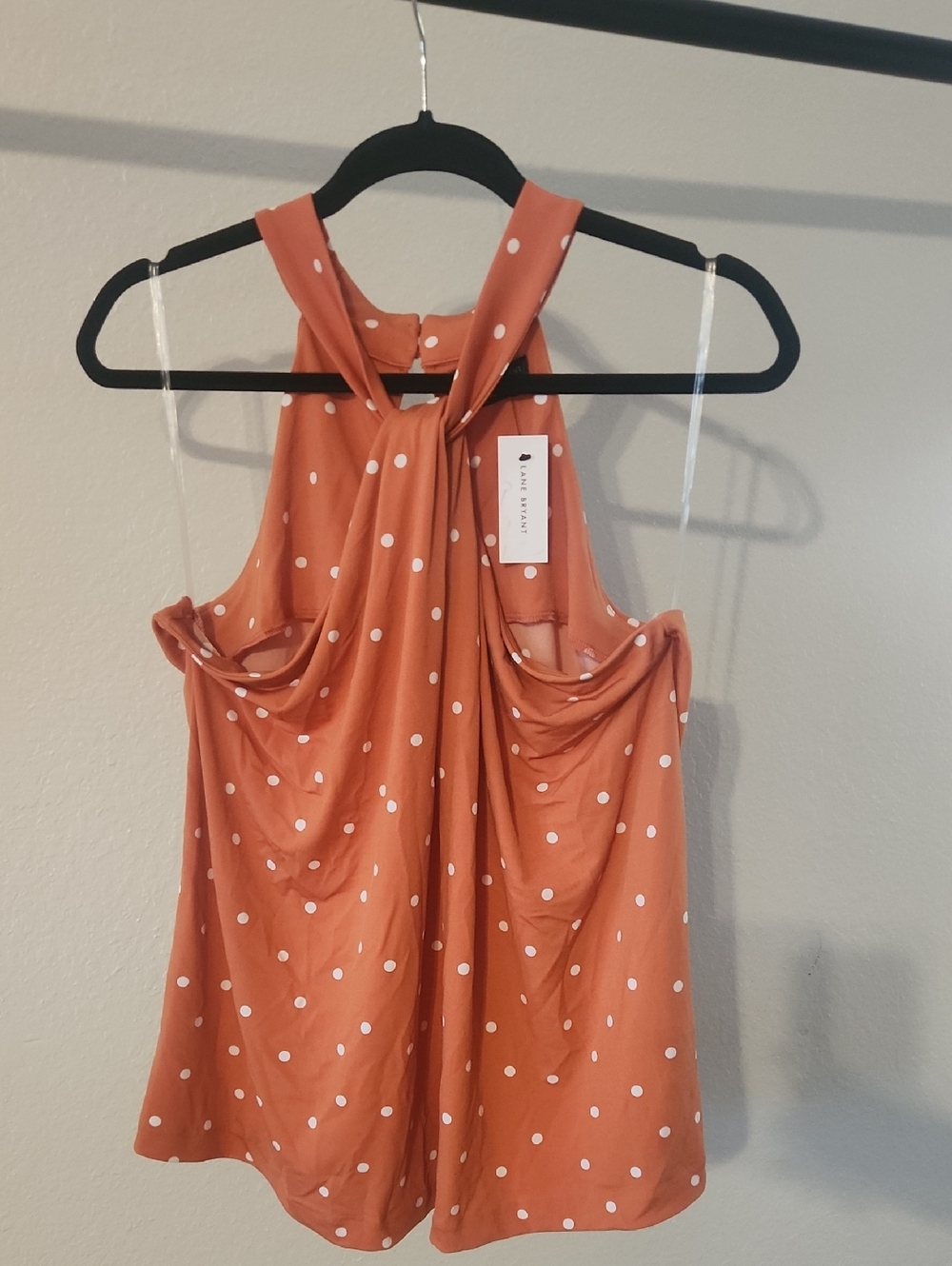 Polka Dot Rust Orange Halter Top Lane Bryant 14/16 NWT